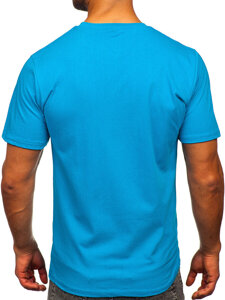 Bolf Herren Baumwoll T-Shirt mit Motiv Blau  143000