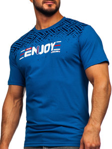 Bolf Herren Baumwoll T-Shirt mit Motiv Blau  14720