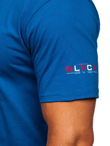 Bolf Herren Baumwoll T-Shirt mit Motiv Blau  14739