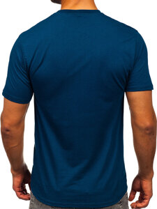 Bolf Herren Baumwoll T-Shirt mit Motiv Dunkalblau  5052