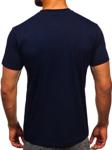 Bolf Herren Baumwoll T-Shirt mit Motiv Dunkelblau  143008