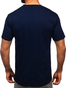 Bolf Herren Baumwoll T-Shirt mit Motiv Dunkelblau  14759