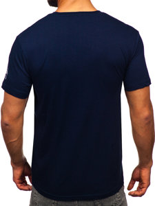 Bolf Herren Baumwoll T-Shirt mit Motiv Dunkelblau  14784