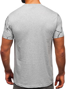 Bolf Herren Baumwoll T-Shirt mit Motiv Grau 14717