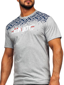 Bolf Herren Baumwoll T-Shirt mit Motiv Grau 14720