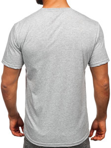 Bolf Herren Baumwoll T-Shirt mit Motiv Grau  14759