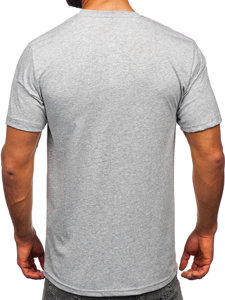 Bolf Herren Baumwoll T-Shirt mit Motiv Grau  14784