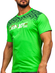 Bolf Herren Baumwoll T-Shirt mit Motiv Grün-Neon  14720