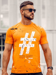 Bolf Herren Baumwoll T-Shirt mit Motiv Orange  14728