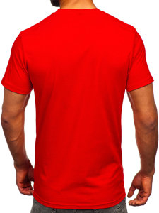 Bolf Herren Baumwoll T-Shirt mit Motiv Rot  143008