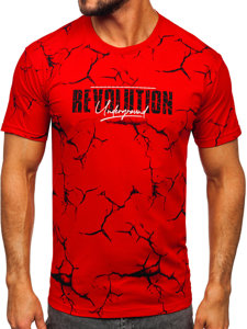 Bolf Herren Baumwoll T-Shirt mit Motiv Rot  14717