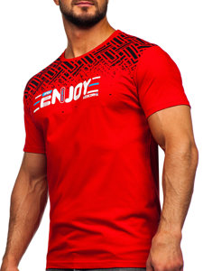 Bolf Herren Baumwoll T-Shirt mit Motiv Rot  14720