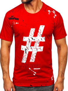 Bolf Herren Baumwoll T-Shirt mit Motiv Rot  14728