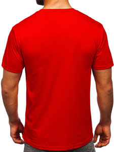 Bolf Herren Baumwoll T-Shirt mit Motiv Rot  14728