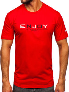 Bolf Herren Baumwoll T-Shirt mit Motiv Rot  14739