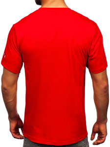 Bolf Herren Baumwoll T-Shirt mit Motiv Rot  14739