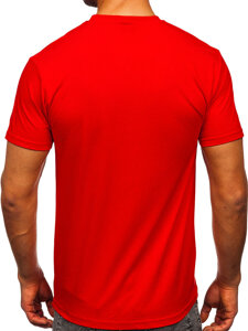 Bolf Herren Baumwoll T-Shirt mit Motiv Rot  5035