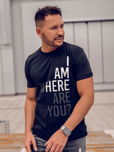 Bolf Herren Baumwoll T-Shirt mit Motiv Schwarz 0404TA