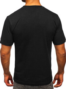 Bolf Herren Baumwoll T-Shirt mit Motiv Schwarz  143000