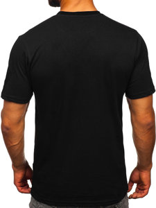 Bolf Herren Baumwoll T-Shirt mit Motiv Schwarz  143018