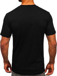 Bolf Herren Baumwoll T-Shirt mit Motiv Schwarz  143023