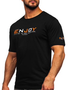 Bolf Herren Baumwoll T-Shirt mit Motiv Schwarz 14739