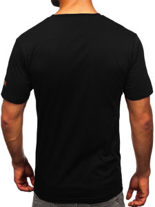 Bolf Herren Baumwoll T-Shirt mit Motiv Schwarz 14739