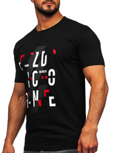 Bolf Herren Baumwoll T-Shirt mit Motiv Schwarz 14752