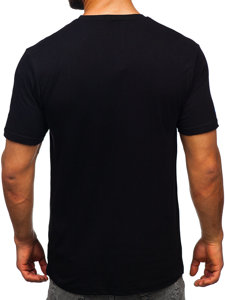 Bolf Herren Baumwoll T-Shirt mit Motiv Schwarz 14772