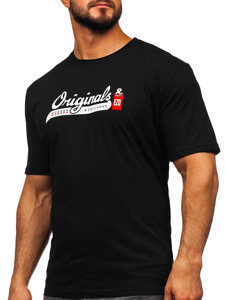 Bolf Herren Baumwoll T-Shirt mit Motiv Schwarz 14780