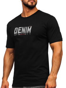 Bolf Herren Baumwoll T-Shirt mit Motiv Schwarz  14787