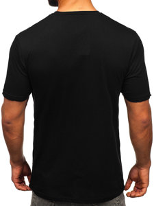 Bolf Herren Baumwoll T-Shirt mit Motiv Schwarz  14790