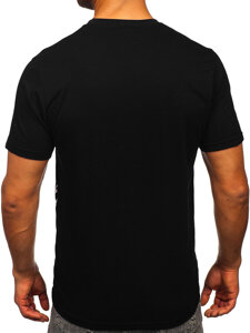 Bolf Herren Baumwoll T-Shirt mit Motiv Schwarz  5035