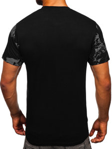 Bolf Herren Baumwoll T-Shirt mit Motiv Schwarz  627-1