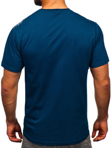 Bolf Herren Baumwoll T-Shirt mit Motiv Schwarzblau  14720