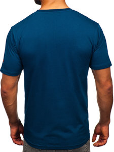 Bolf Herren Baumwoll T-Shirt mit Motiv Schwarzblau