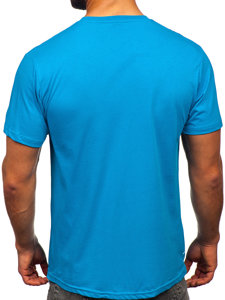 Bolf Herren Baumwoll T-Shirt mit Motiv Türkis  14728