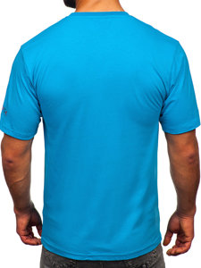 Bolf Herren Baumwoll T-Shirt mit Motiv Türkis  14739