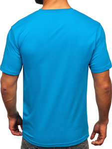 Bolf Herren Baumwoll T-Shirt mit Motiv Türkis  14784