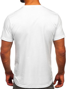 Bolf Herren Baumwoll T-Shirt mit Motiv Weiß  143004