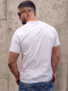 Bolf Herren Baumwoll T-Shirt mit Motiv Weiß  143008