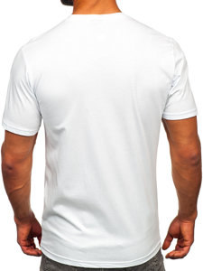 Bolf Herren Baumwoll T-Shirt mit Motiv Weiß  143019