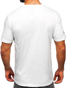 Bolf Herren Baumwoll T-Shirt mit Motiv Weiß  14738