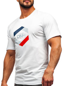 Bolf Herren Baumwoll T-Shirt mit Motiv Weiß  14741