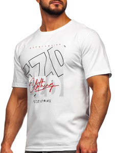 Bolf Herren Baumwoll T-Shirt mit Motiv Weiß  14748