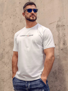 Bolf Herren Baumwoll T-Shirt mit  Motiv Weiß  14761A