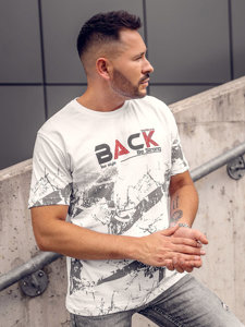 Bolf Herren Baumwoll T-Shirt mit Motiv Weiß 14766A