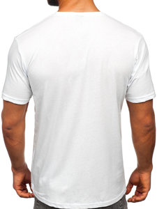 Bolf Herren Baumwoll T-Shirt mit Motiv Weiß  14782