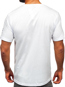 Bolf Herren Baumwoll T-Shirt mit Motiv Weiß  14784