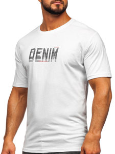 Bolf Herren Baumwoll T-Shirt mit Motiv Weiß  14787